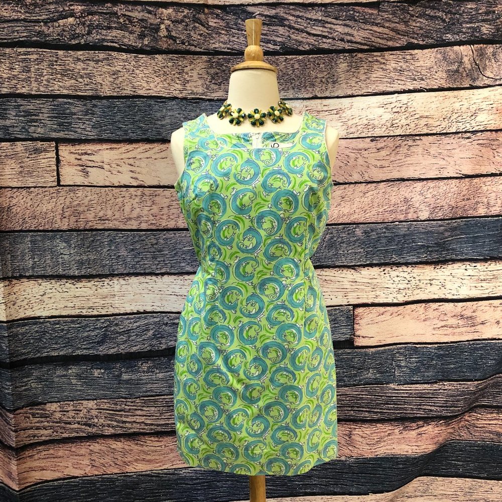 NWT Lilly Pulitzer Shift Dress Lime Green and Aqua